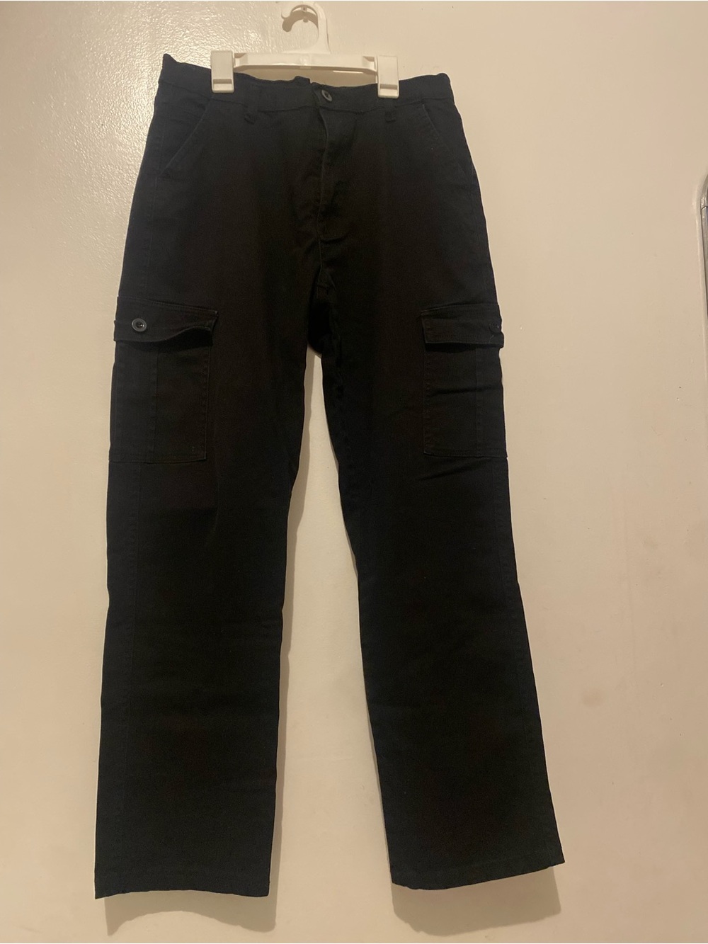 Men's Black Cargo Pants with Side Flap Pockets